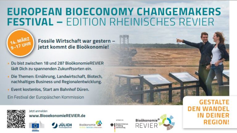 Jetzt anmelden: Das European Bioeconomy Changemakers Festival macht am 14. März 2024 Station im Rheinischen Revier!