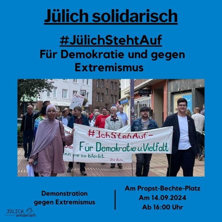 Demo Jülich Solidarisch am 14.09. um 16 Uhr