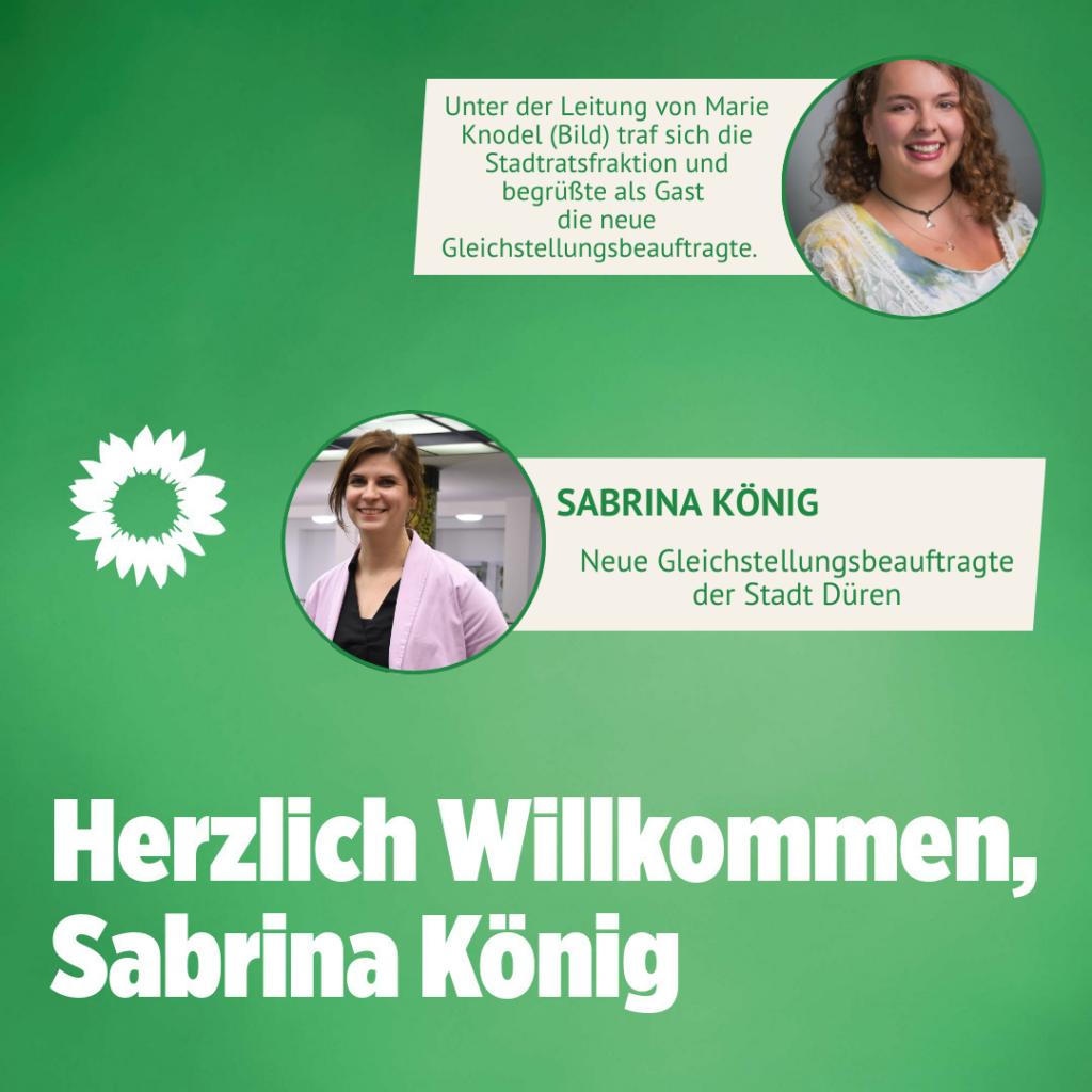 Fotos der stellvertretenden Fraktionsvorsitzenden Marie Knodel und der Gleichstellungsbeauftragten Sabrina König auf grünem Hintergrund