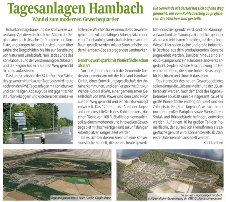 🌱 Zukunft statt Kohle: Die Tagesanlagen Hambach werden zum modernen Gewerbequartier! 🌱
