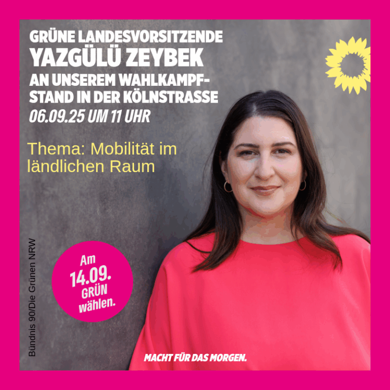 Grüner Wahlkampfstand mit Yazgülü Zeybek
